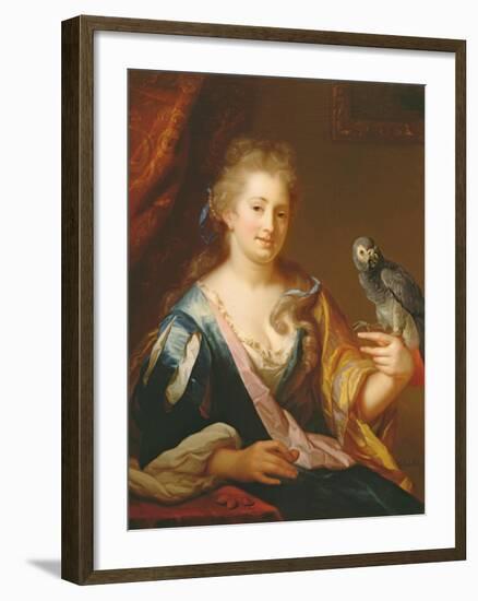 Portrait of a Lady Feeding a Parrot-Godfried Schalcken-Framed Giclee Print