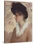 Portrait of a Lady, Half-Length, Wearing a Black Hat and Fur Stole, 1888 (Pencil and W/C on Paper)-George Henry Boughton-Stretched Canvas