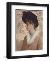 Portrait of a Lady, Half-Length, Wearing a Black Hat and Fur Stole, 1888 (Pencil and W/C on Paper)-George Henry Boughton-Framed Giclee Print