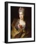 Portrait of a Lady, Half Length, Wearing a White Dress and a Yellow Wrap, with Flowers in Her Hair-Nicolas de Largilliere-Framed Giclee Print