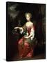 Portrait of a Lady Holding Her Pet King Charles Spaniel-Jan Verkolje-Stretched Canvas