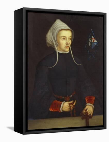 Portrait of a Lady, in a Black Dress and Holding a Crucifix-Ludger Tom Ring (Follower of)-Framed Stretched Canvas