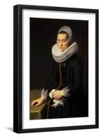 Portrait of a Lady in a Black Dress-Nicolaes Eliasz-Framed Giclee Print