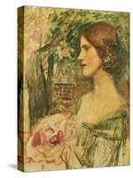 Portrait of a Lady in a Green Dress-John William Waterhouse-Stretched Canvas