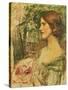 Portrait of a Lady in a Green Dress-John William Waterhouse-Stretched Canvas