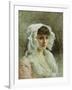 Portrait of a Lady in a White Bonnet-Gustave Jacquet-Framed Giclee Print