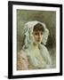 Portrait of a Lady in a White Bonnet-Gustave Jacquet-Framed Giclee Print