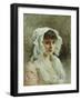 Portrait of a Lady in a White Bonnet-Gustave Jacquet-Framed Giclee Print