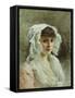 Portrait of a Lady in a White Bonnet-Gustave Jacquet-Framed Stretched Canvas