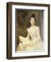 Portrait of a Lady in a White Dress, Reading a Music Score-Caroline Feuillas-Creusy-Framed Giclee Print