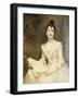 Portrait of a Lady in a White Dress, Reading a Music Score-Caroline Feuillas-Creusy-Framed Giclee Print