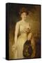 Portrait of a Lady in a White Dress-George Elgar Hicks-Framed Stretched Canvas