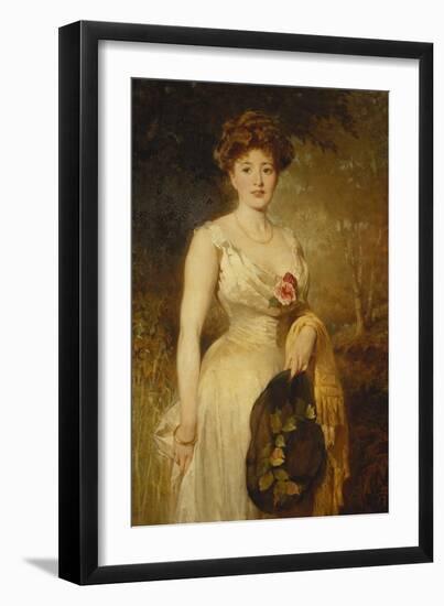 Portrait of a Lady in a White Dress-George Elgar Hicks-Framed Giclee Print