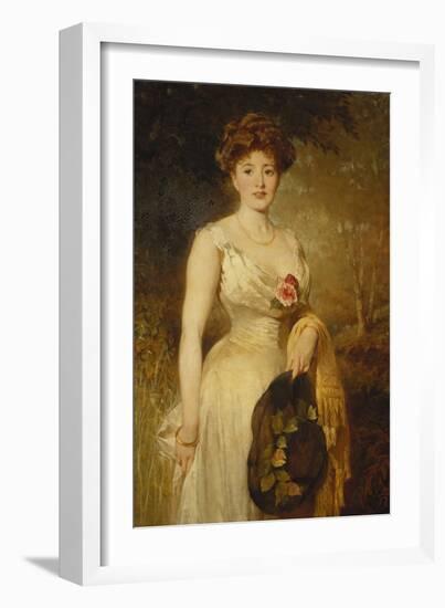 Portrait of a Lady in a White Dress-George Elgar Hicks-Framed Giclee Print