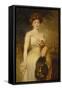 Portrait of a Lady in a White Dress-George Elgar Hicks-Framed Stretched Canvas