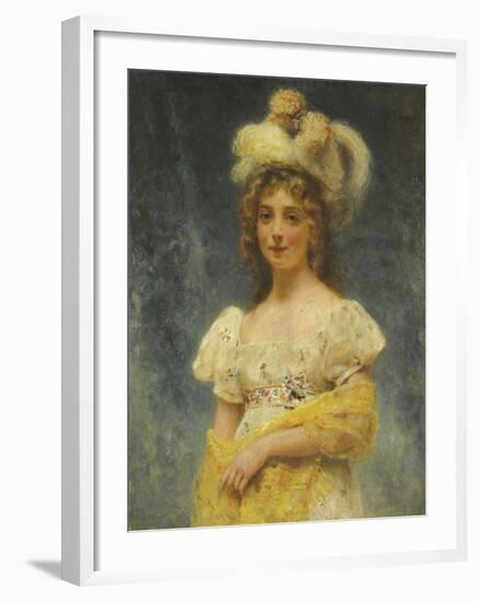 Portrait of a Lady in a Yellow Shawl-Konstantin Yegorovich Makovsky-Framed Giclee Print