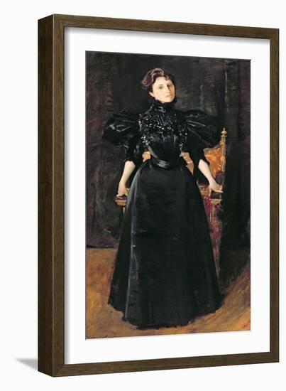 Portrait of a Lady in Black, c.1895-William Merritt Chase-Framed Giclee Print