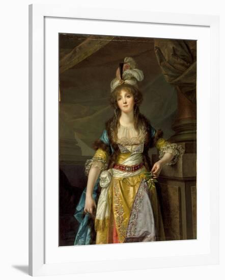 Portrait of a Lady in Turkish Fancy Dress, c.1790-Jean Baptiste Greuze-Framed Giclee Print