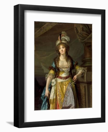 Portrait of a Lady in Turkish Fancy Dress, c.1790-Jean Baptiste Greuze-Framed Premium Giclee Print