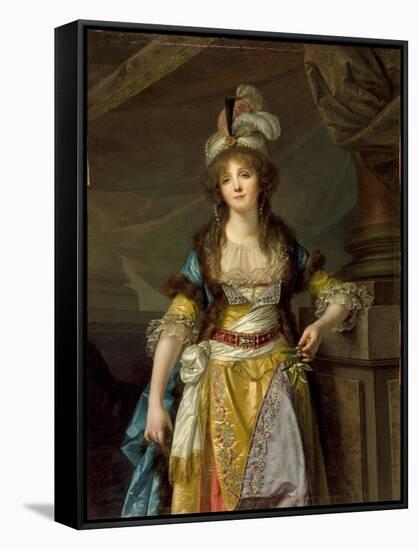 Portrait of a Lady in Turkish Fancy Dress, c.1790-Jean Baptiste Greuze-Framed Stretched Canvas
