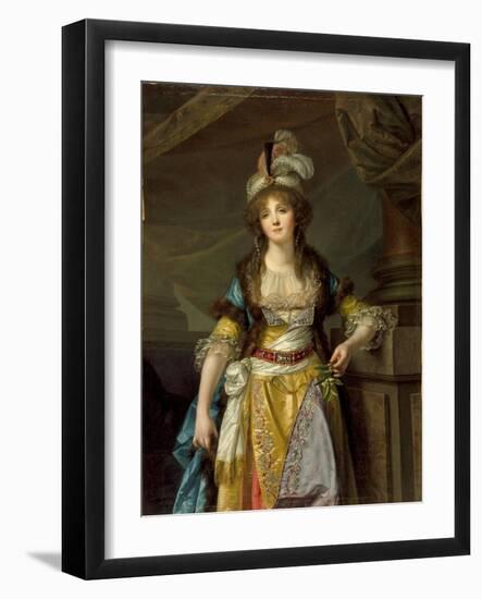 Portrait of a Lady in Turkish Fancy Dress, c.1790-Jean Baptiste Greuze-Framed Giclee Print