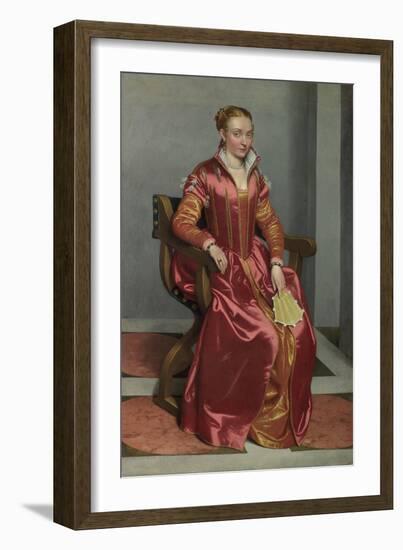 Portrait of a Lady (La Dama in Ross), C. 1560-Giovan Battista Moroni-Framed Giclee Print