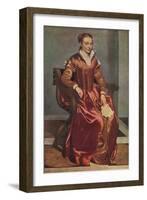 'Portrait of a Lady ('La Dama in Rosso')', c1556-60-Giovanni Battista Moroni-Framed Giclee Print
