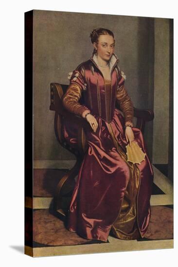 'Portrait of a Lady (La Dama in Rosso)', c1556-Giovanni Battista Moroni-Stretched Canvas