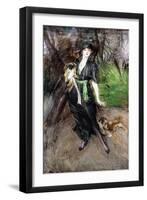 Portrait of a Lady, Lina Bilitis, with Two Pekineses, 1913-Giovanni Boldini-Framed Giclee Print