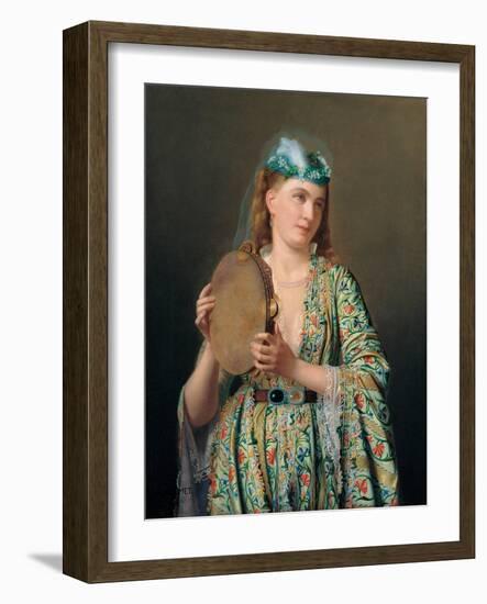 Portrait of a Lady of the Court Playing the Tambourine-Pierre Desire Guillemet-Framed Giclee Print