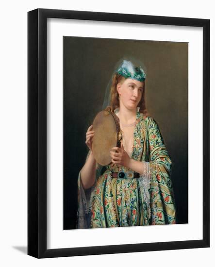 Portrait of a Lady of the Court Playing the Tambourine-Pierre Desire Guillemet-Framed Giclee Print