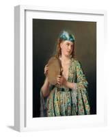 Portrait of a Lady of the Court Playing the Tambourine-Pierre Desire Guillemet-Framed Giclee Print