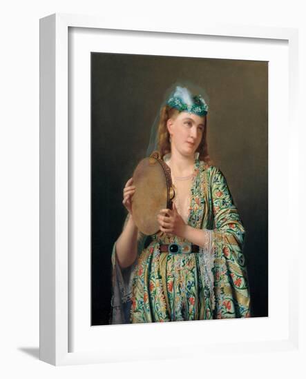 Portrait of a Lady of the Court Playing the Tambourine-Pierre Desire Guillemet-Framed Giclee Print