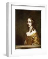 Portrait of a Lady of the Popham Family, Half-Length, Behind a Casement, Wearing an Orange Dress-Sir Peter Lely-Framed Giclee Print