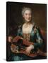 Portrait of a Lady Playing a Hurdy-Gurdy-Donat Nonotte-Stretched Canvas