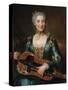 Portrait of a Lady Playing a Hurdy-Gurdy-Donat Nonotte-Stretched Canvas