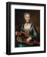 Portrait of a Lady Playing a Hurdy-Gurdy-Donat Nonotte-Framed Giclee Print