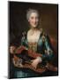 Portrait of a Lady Playing a Hurdy-Gurdy-Donat Nonotte-Mounted Giclee Print