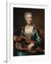 Portrait of a Lady Playing a Hurdy-Gurdy-Donat Nonotte-Framed Giclee Print