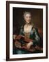 Portrait of a Lady Playing a Hurdy-Gurdy-Donat Nonotte-Framed Giclee Print