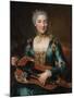 Portrait of a Lady Playing a Hurdy-Gurdy-Donat Nonotte-Mounted Giclee Print