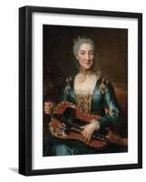 Portrait of a Lady Playing a Hurdy-Gurdy-Donat Nonotte-Framed Giclee Print