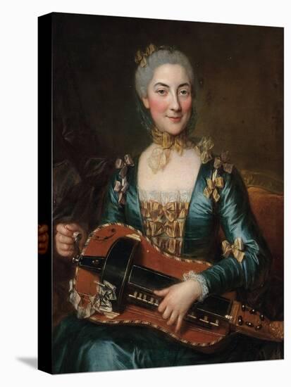 Portrait of a Lady Playing a Hurdy-Gurdy-Donat Nonotte-Stretched Canvas