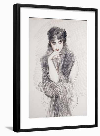 Portrait of a Lady, Possibly Madam Van Cleef (Nee Lopez Penna Hebe)-Paul Cesar Helleu-Framed Giclee Print