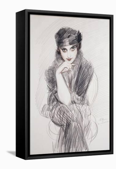 Portrait of a Lady, Possibly Madam Van Cleef (Nee Lopez Penna Hebe)-Paul Cesar Helleu-Framed Stretched Canvas