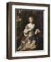 Portrait of a Lady, Seated Full Length, in a Wooded Landscape, Wearing a Violet Silk Dress with…-Sir Peter Lely-Framed Giclee Print