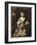 Portrait of a Lady, Seated Full Length, in a Wooded Landscape, Wearing a Violet Silk Dress with…-Sir Peter Lely-Framed Giclee Print