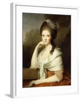 Portrait of a Lady, Seated Half-Length, Wearing a Brown Dress and a White Shawl, 1778-Jens Juel-Framed Giclee Print