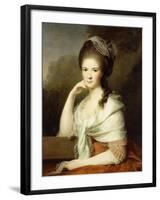 Portrait of a Lady, Seated Half-Length, Wearing a Brown Dress and a White Shawl, 1778-Jens Juel-Framed Giclee Print