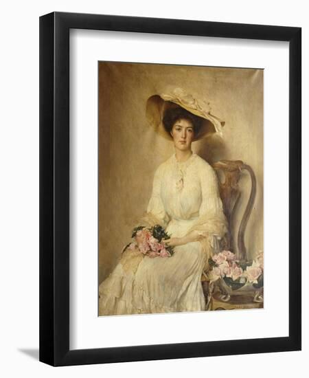Portrait of a Lady, Seated on a Chair, Three-Quarter Length-John Henry Frederick Bacon-Framed Giclee Print